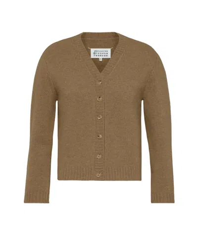 Maison Margiela V-neck Wool Cardigan In Brown