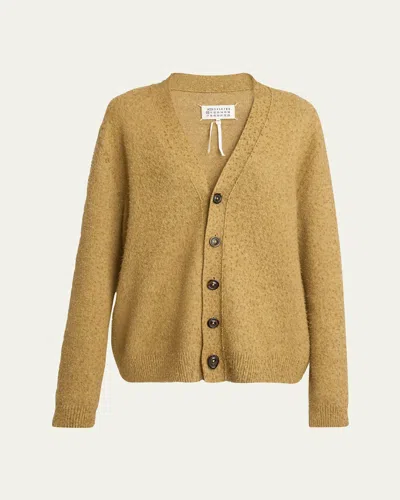 Maison Margiela V-neck Wool Cardigan In Light Gree
