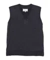 Maison Margiela V-neck Wool Vest In Black