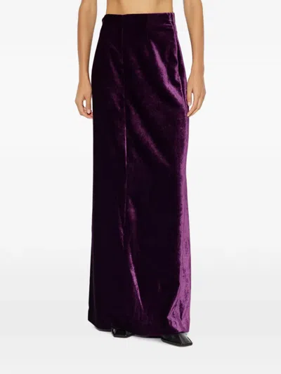 Maison Margiela Velvet Maxi Skirt In Purple