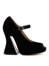 Maison Margiela 125 Peep-toe Platform Velvet Sandals In Black