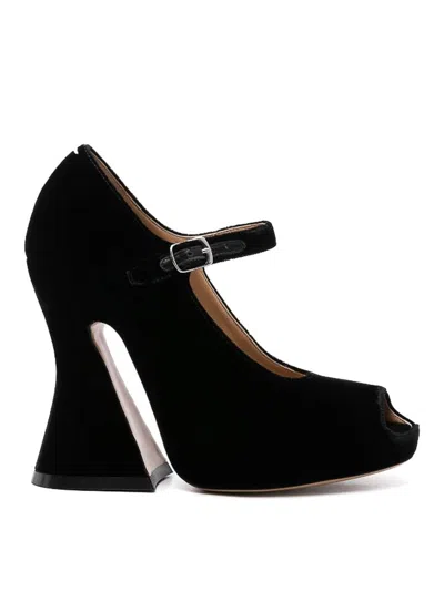 MAISON MARGIELA VELVET PEEP-TOE SANDALS