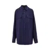Maison Margiela Versized Wool Shirt In Blue