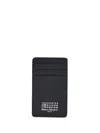 Maison Margiela Leather Card Holder With Embossed Texture And Contrasting Stitching In Black
