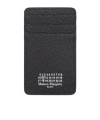 Maison Margiela Leather Card Holder With Embossed Texture And Contrasting Stitching In Black