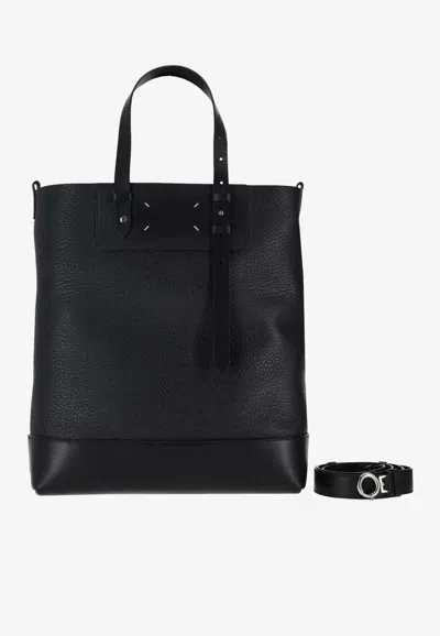 Maison Margiela Vertical Leather Tote Bag In Black