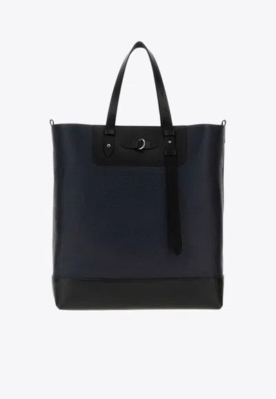 Maison Margiela Vertical Leather Tote Bag In Blue