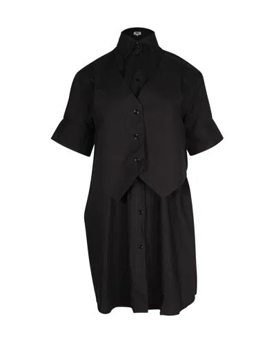 Maison Margiela Vest Layered Shirt Dress In Black Cotton