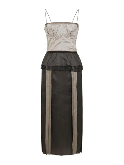 Maison Margiela Vestido Midi - Plata In Black