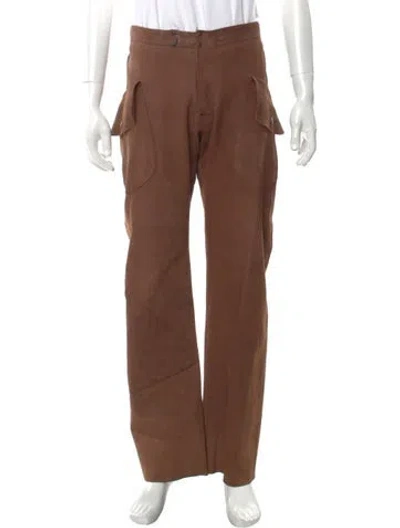 Pre-owned Maison Margiela Vintage 2001 Leather Cargo Pants In Brown