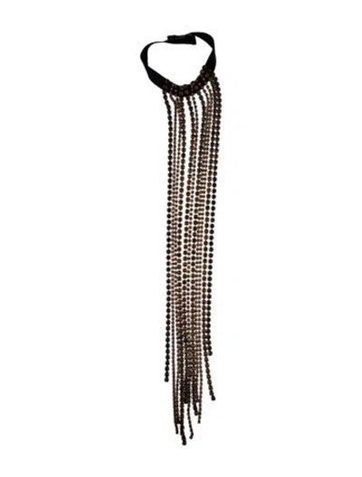 Pre-owned Maison Margiela Vintage 2004 Thread & Crystal Choker Necklace, 14" In Black/brown