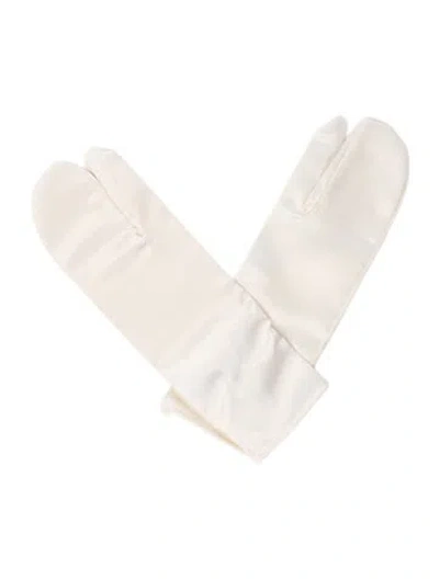 Pre-owned Maison Margiela Vintage Late 1990's - Early 2000's Artisanal Silk Tabi Gloves W/ Tags In White