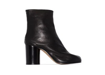 Pre-owned Maison Margiela Vintage Leather Tabi High Heel Ankle Boots (women's) Sneakers In Black