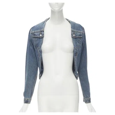 Pre-owned Maison Margiela Vintage  Iconic Blue Denim Pinched Collar Denim Jacket It38 Xs
