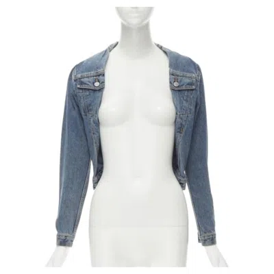 Pre-owned Maison Margiela Vintage  Iconic Blue Denim Pinched Collar Denim Jacket It38 Xs