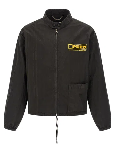 Maison Margiela Sport Jacket Chain Collar Graphic Back In Black