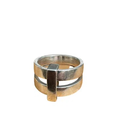 Pre-owned Maison Margiela Vintage Two Layers Silver Ring