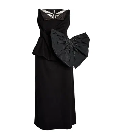 Maison Margiela Virgin Wool Bow-detail Dress In Black