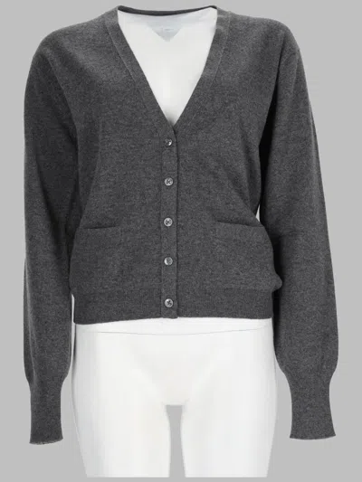 Maison Margiela Virgin Wool Cardigan In Gray