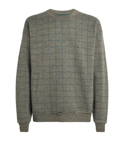 Maison Margiela Virgin Wool Check Sweater In Green