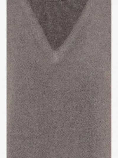 Maison Margiela Virgin Wool Colour-block Vest In Gray