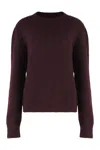 Maison Margiela Virgin Wool Crew-neck Sweater In Burgundy