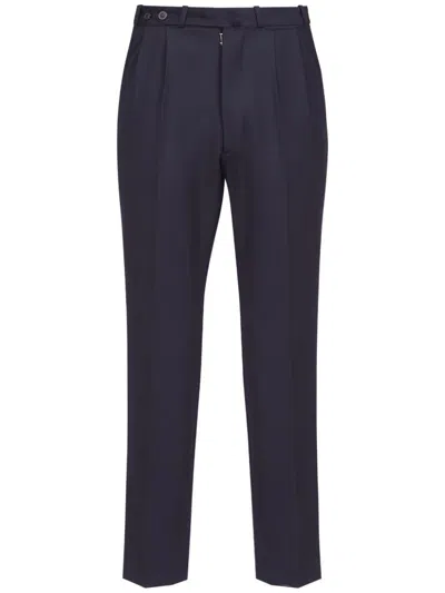 Maison Margiela Virgin-wool Cropped Trousers In Navy
