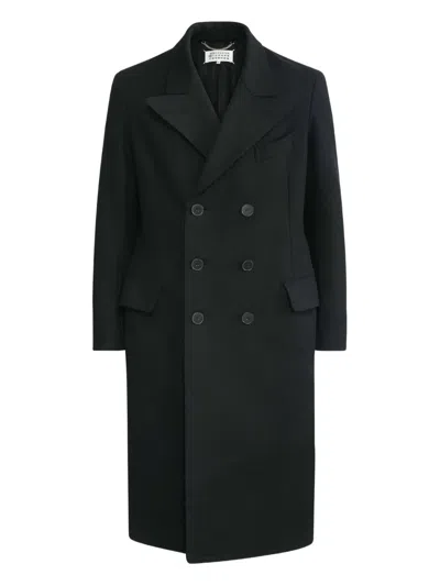 Maison Margiela Virgin-wool Double-breasted Coat In Black