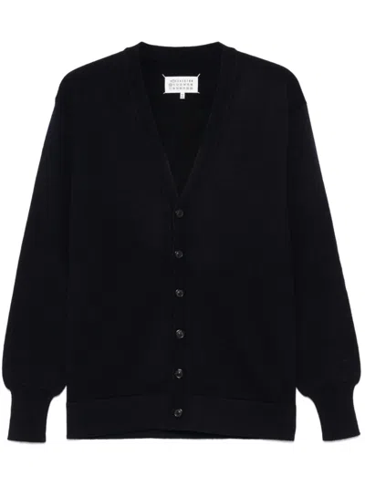 Maison Margiela Virgin-wool Knitted Cardigan In Blue