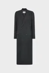 Maison Margiela Herringbone-pattern Double-breasted Coat In Black
