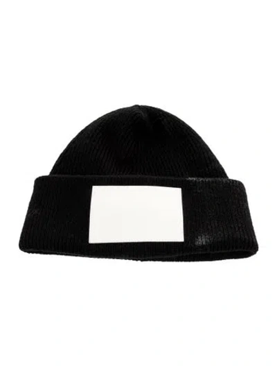 Pre-owned Maison Margiela Virgin Wool Loo Patch Beanie In Black