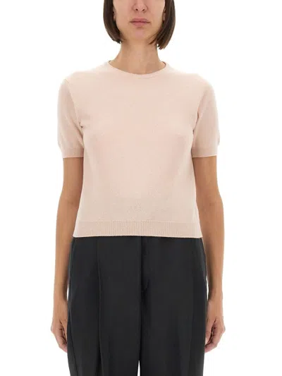 Maison Margiela Virgin Wool Mini T-shirt For Women In Pink