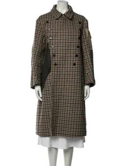Pre-owned Maison Margiela Virgin Wool Plaid Print Coat In Neutrals