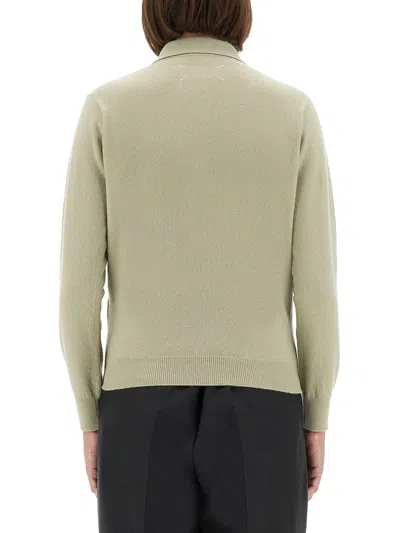 Maison Margiela Virgin Wool Polo Shirt In Green