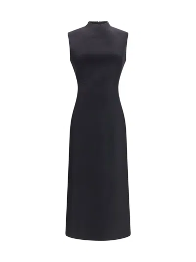 Maison Margiela Virgin Wool Sleeveless Midi Dress In Black