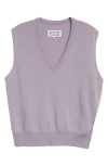 Maison Margiela Virgin Wool V-neck Sweater Vest In Lilac