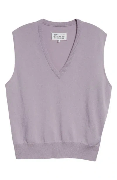 Maison Margiela Virgin Wool V-neck Sweater Vest In Lilac