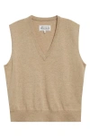 Maison Margiela Virgin Wool V-neck Sweater Vest In Walnut