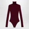 Maison Margiela Viscose Jersey Turtleneck Bodysuit In Burgundy
