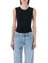 Maison Margiela Viscose Bodysuit With Unique Rear Stitching In Blue