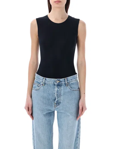 Maison Margiela Viscose Bodysuit With Unique Rear Stitching In Blue