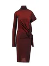 Maison Margiela Viscose Dress With Asymmetric Sleeves In Red