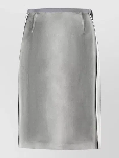 Maison Margiela Viscose Midi Skirt Contrast Waistband Stripe In Gray