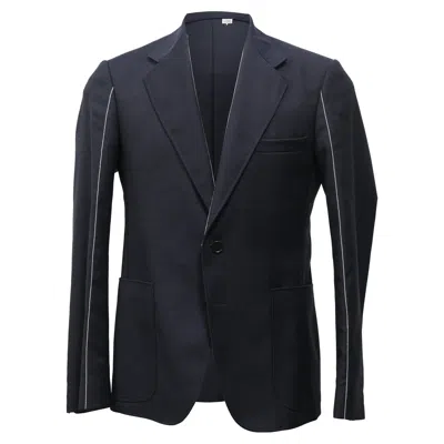 Maison Margiela Visible Stitch Blazer In Navy Blue Wool