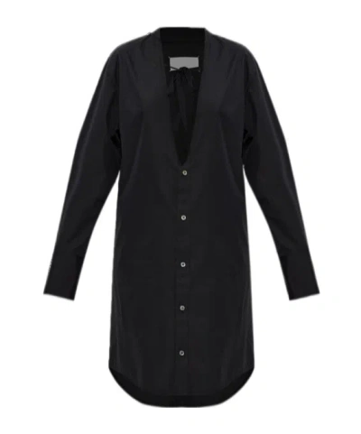 Maison Margiela V-neck Shirt Dress In Black