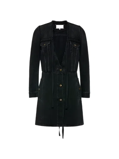 Maison Margiela V-neck Flap-pockets Mini Dress In Black