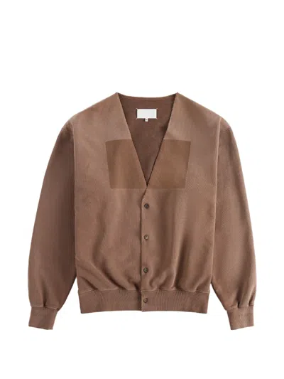 Maison Margiela V-neck Fleece Cardigan In Brown