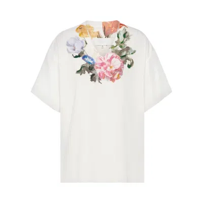 Pre-owned Maison Margiela V-neck Floral T-shirt 'off White' | Women's Size M