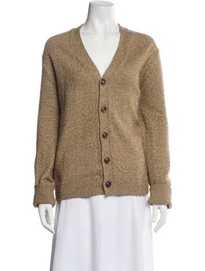 Pre-owned Maison Margiela V-neck Long Sleeve Cardigan In Brown