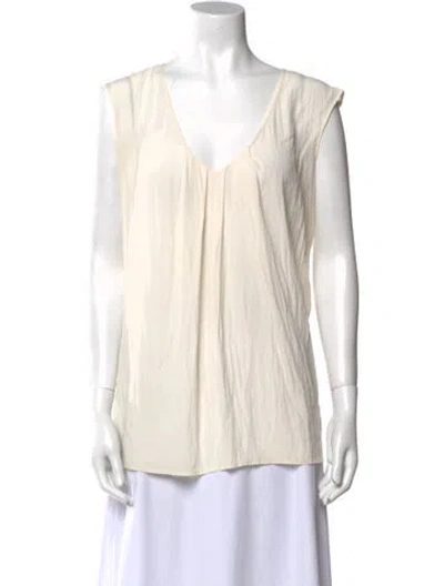 Pre-owned Maison Margiela V-neck Sleeveless Blouse In Neutral